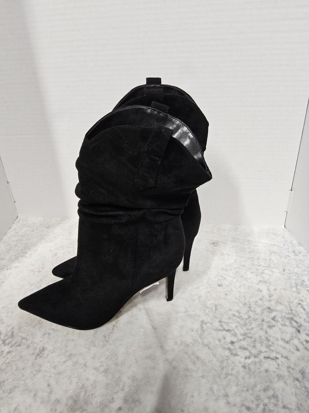 Customer Return Size 10 Marc Fisher Black Pointed Slouch Heeled Boot - Picture 3 of 10
